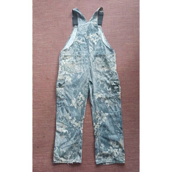 JERZEES Outdoors Camo Overalls Size 40 Mossy Oak Hunting Bibs Workwear Vtg - Picture 4 of 10